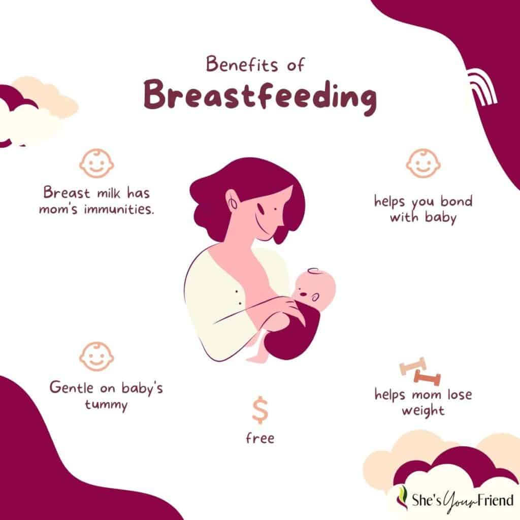 an infographic showing the benefits of breastfeeding