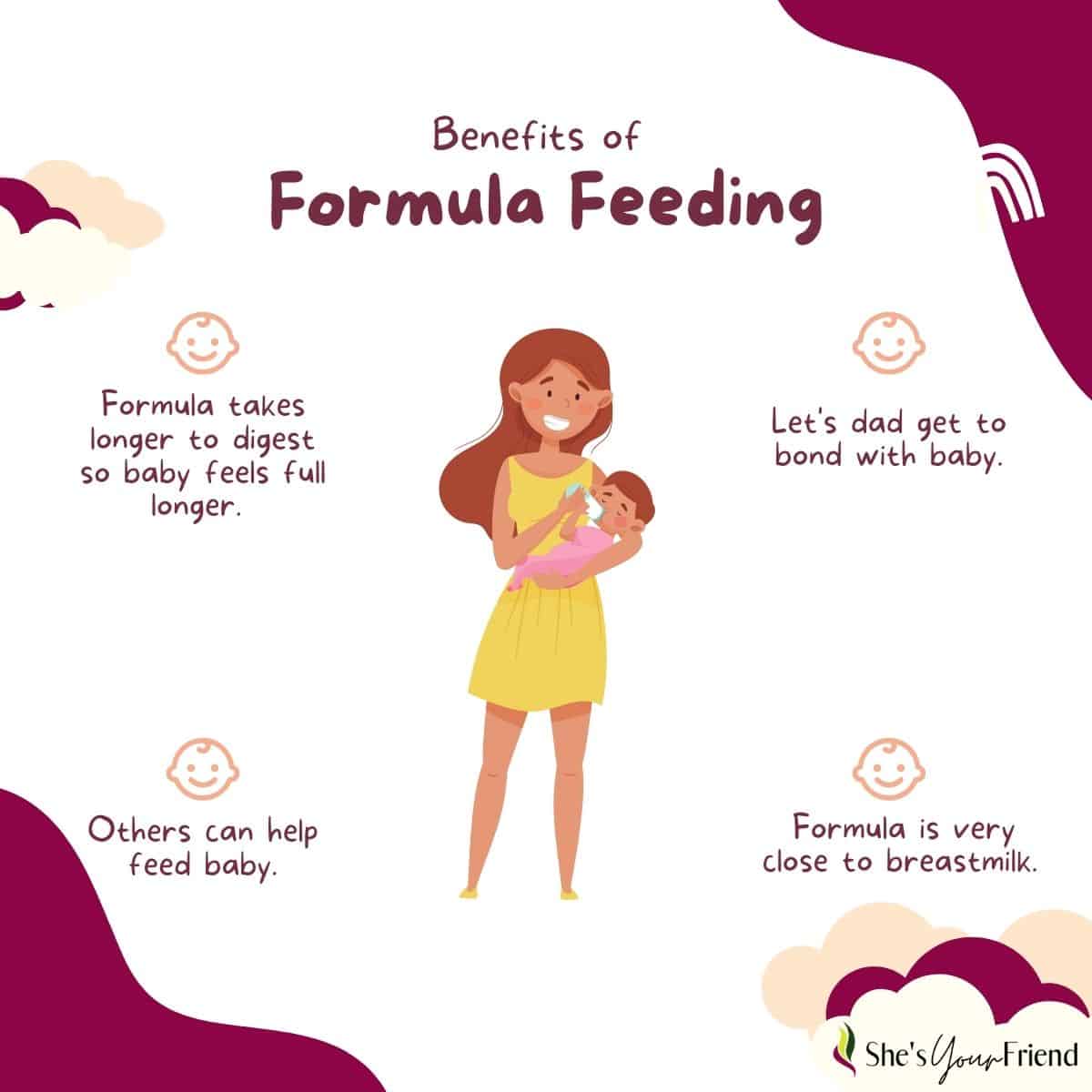 an infographic showing the benefits of formula feeding baby