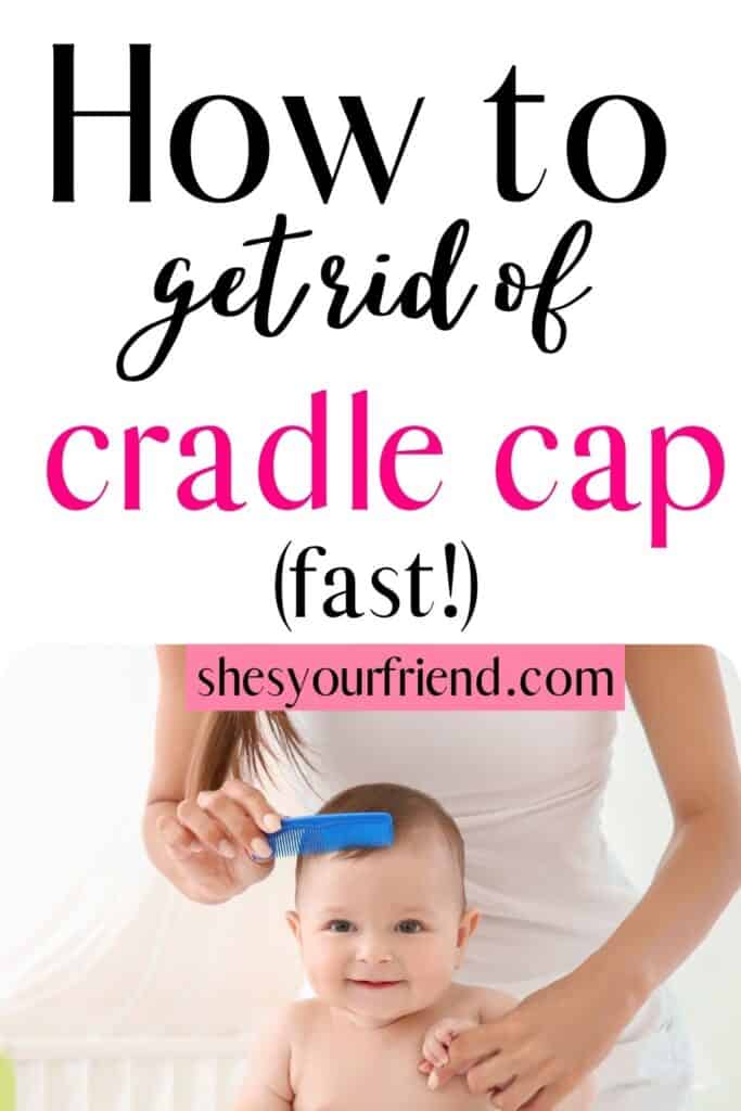 a mom combing cradle cap out of her baby's head
