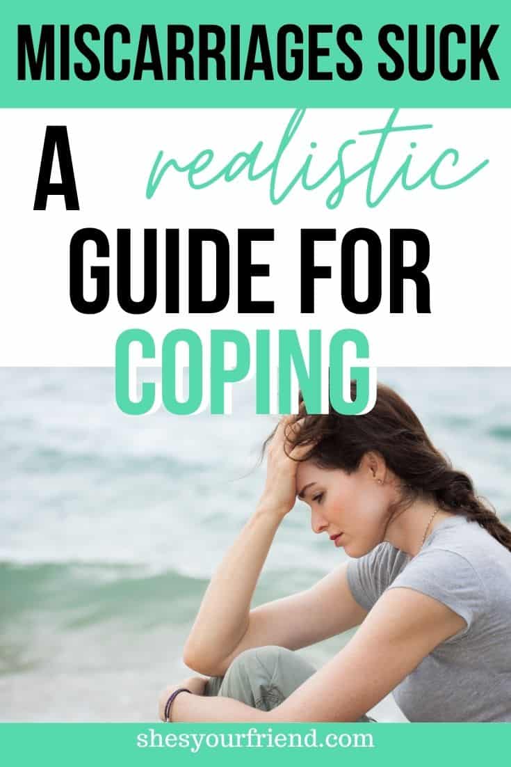 a woman who looks sad with text overlay that reads a realistic guide for coping