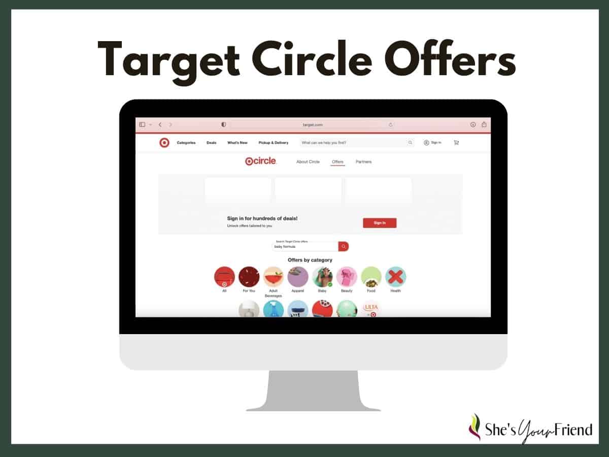 a computer with Target online and text overlay that reads target circle offers