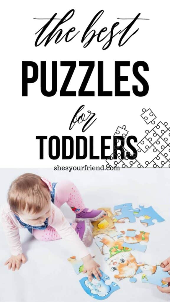 a toddler playing with a jigsaw puzzle