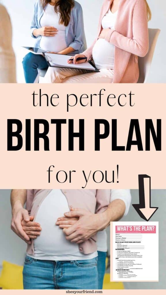 pregnant women making a list with text overlay that reads the perfect birth plan for you