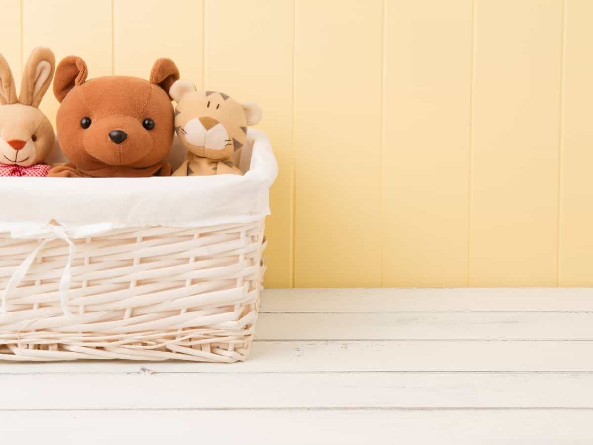 a basket with toys