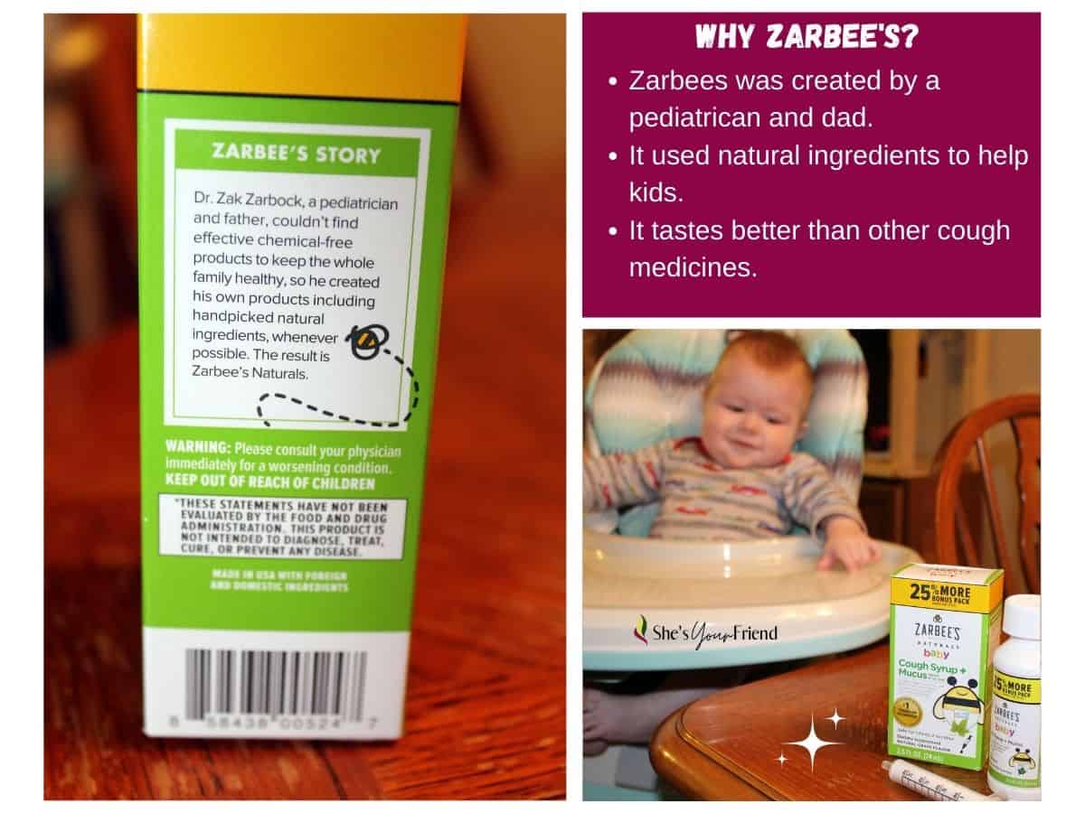 an infographic showing why you should choose zarbee's baby cough syrup