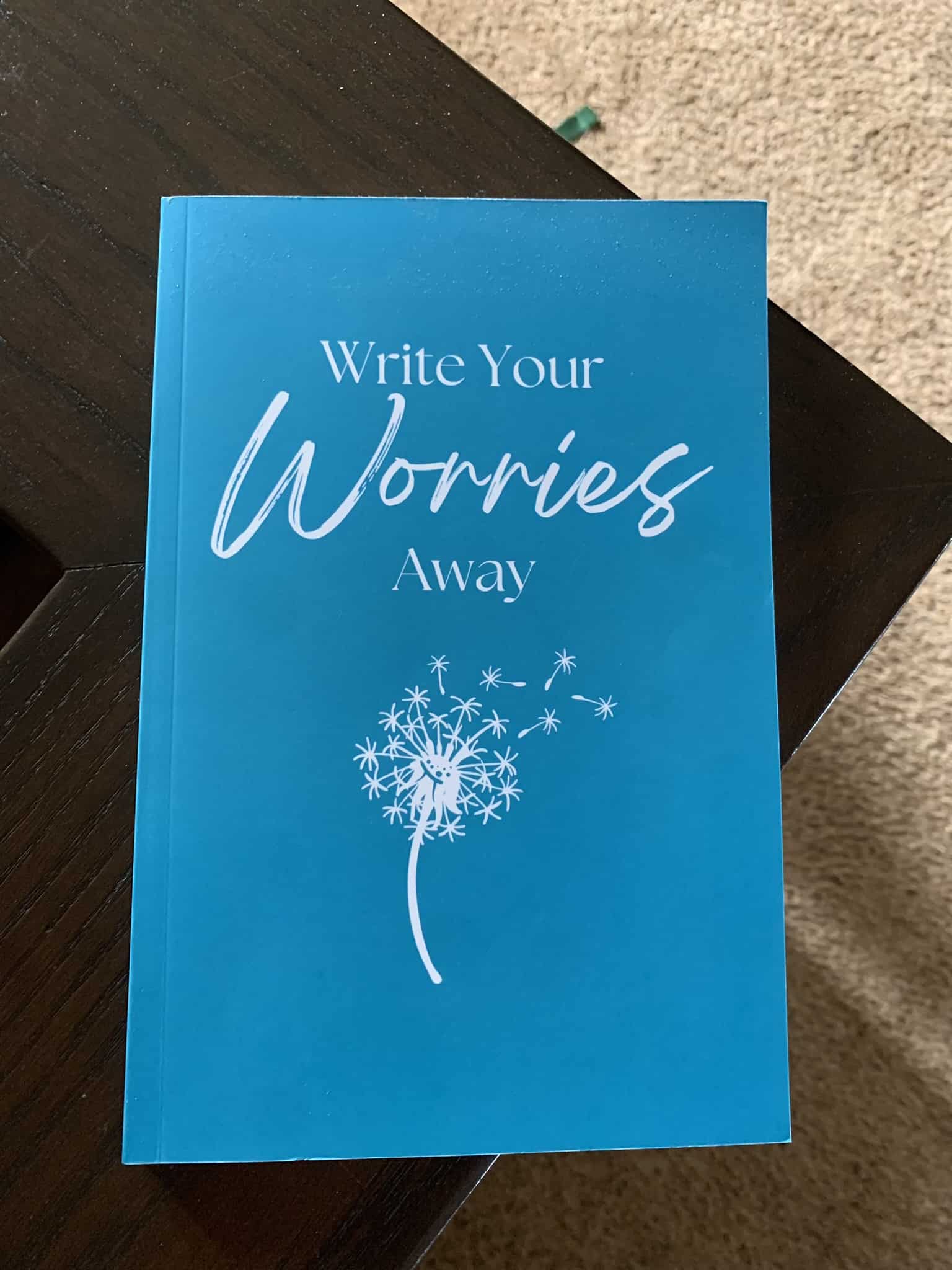 a journal titled write your worries away