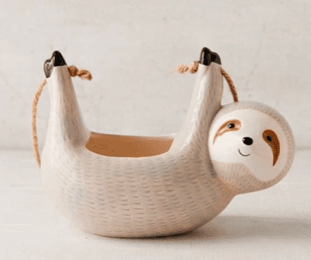 a sloth shaped planter