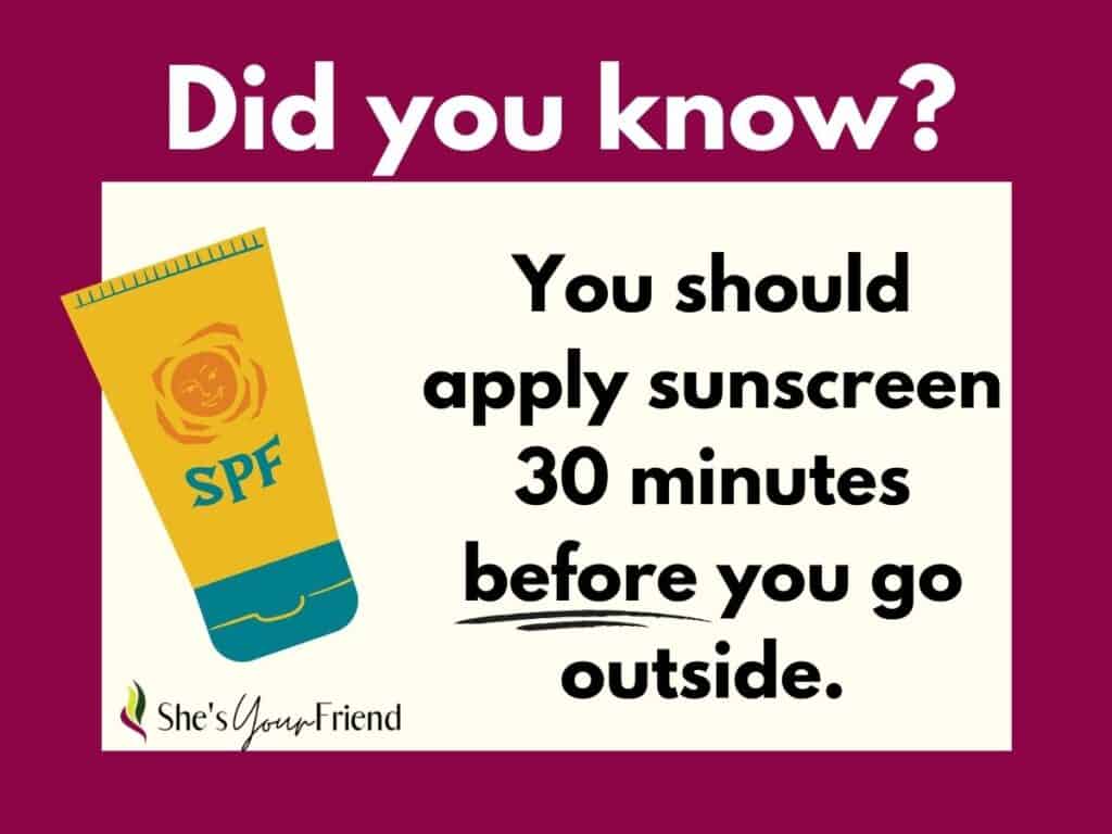 an infographic that says did you know you should apply sunscreen thirty minutes before you go outside