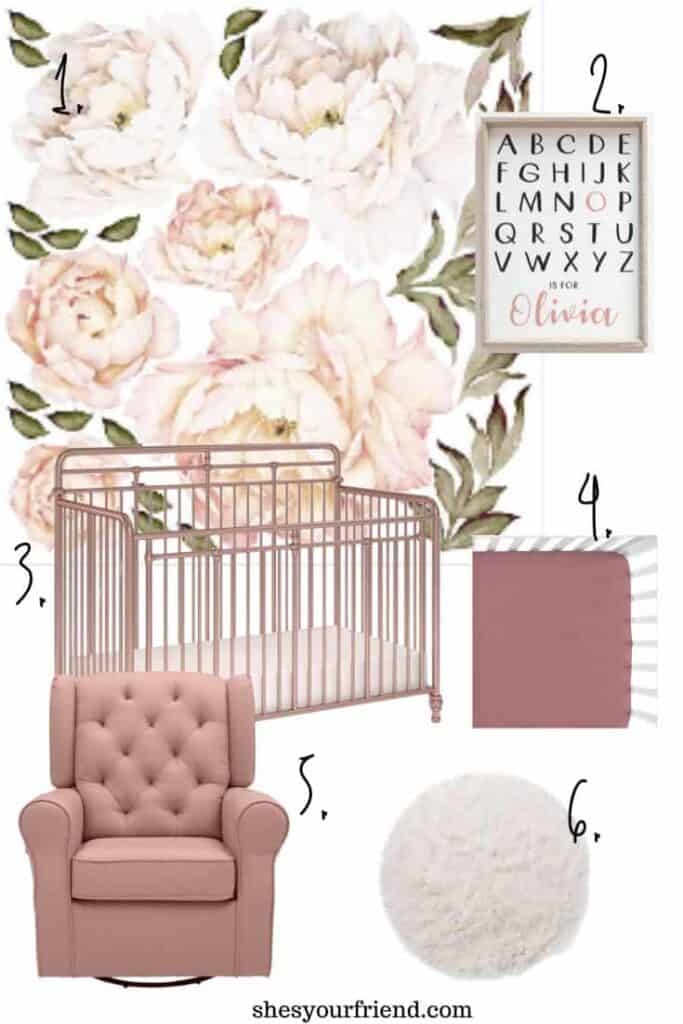 peony pink and blush nursery inspiration collage