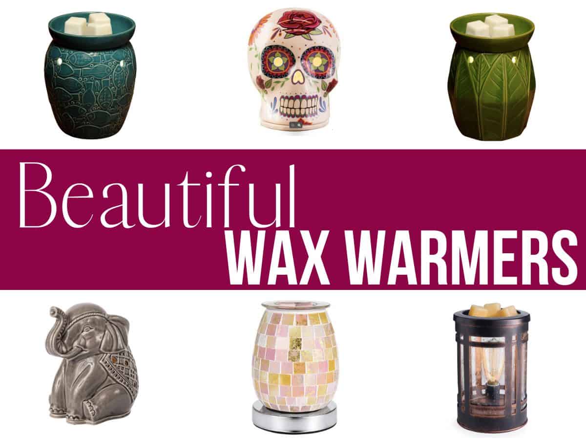 six different wax warmers with text overlay that reads beautiful wax warmers