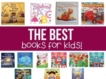 collage of thirteen kids books with text overlay that reads the best books for kids