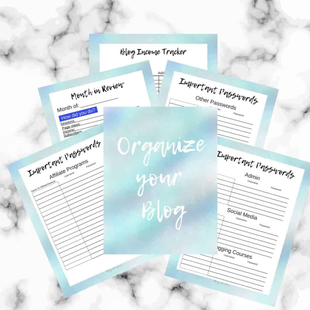 printable sheets to organize your blog