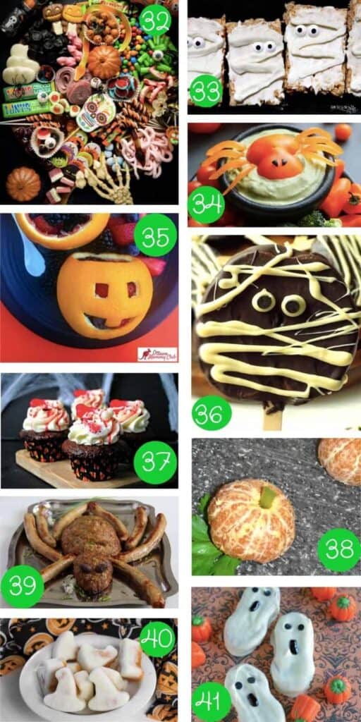 collage of ten different halloween foods