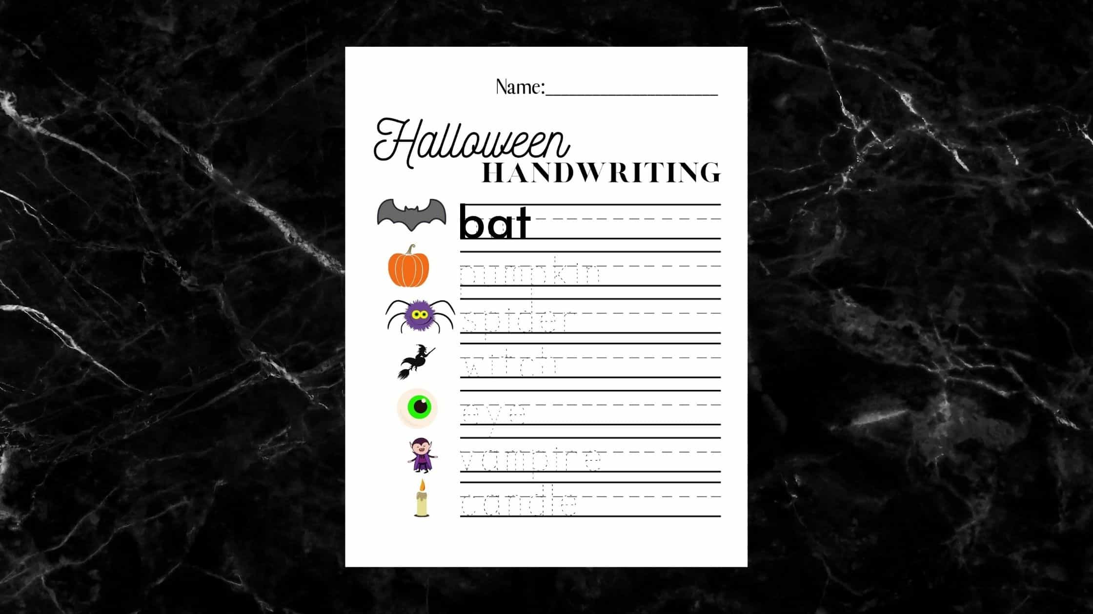 Halloween handwriting worksheet 
