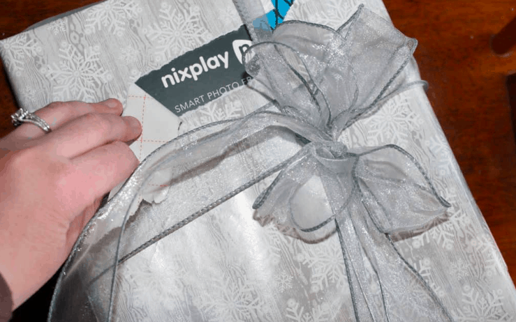 a gift wrapped nixplay photo frame