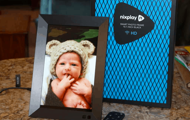 baby picture displayed in a digital frame