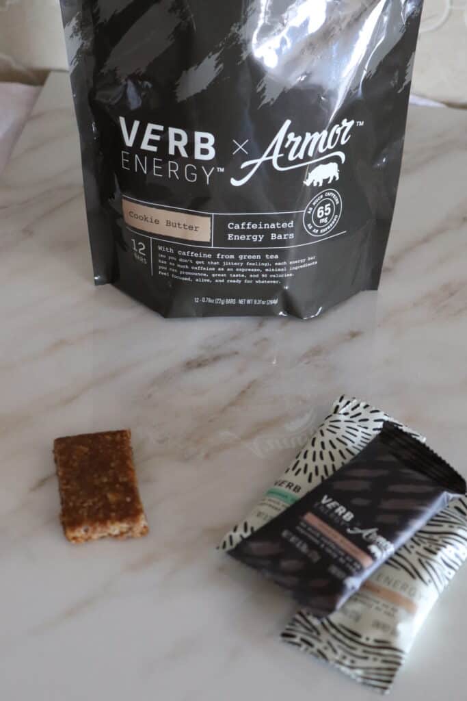 Verb energy bars with one unwrapped out of the package