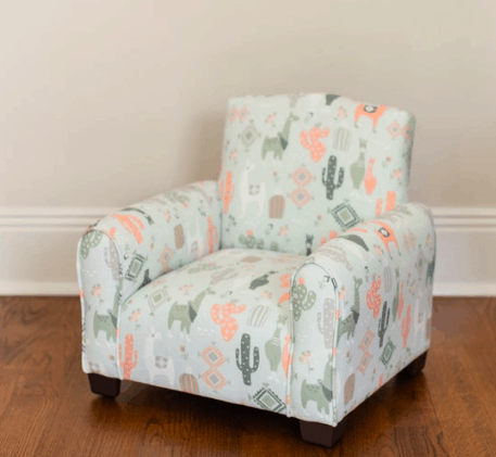 llama cactus bohemian print upholstered kids chair