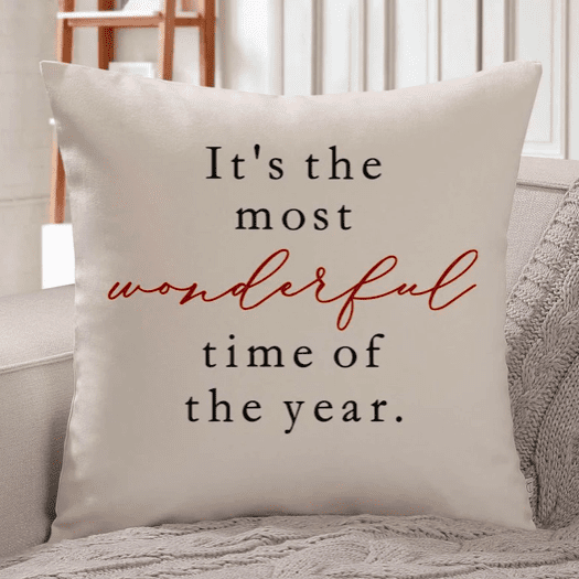 a throw pillow that says its the most wonderful time of the year