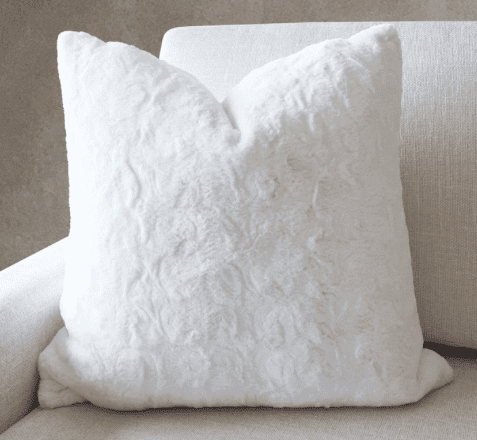 white faux fur throw pillow cover