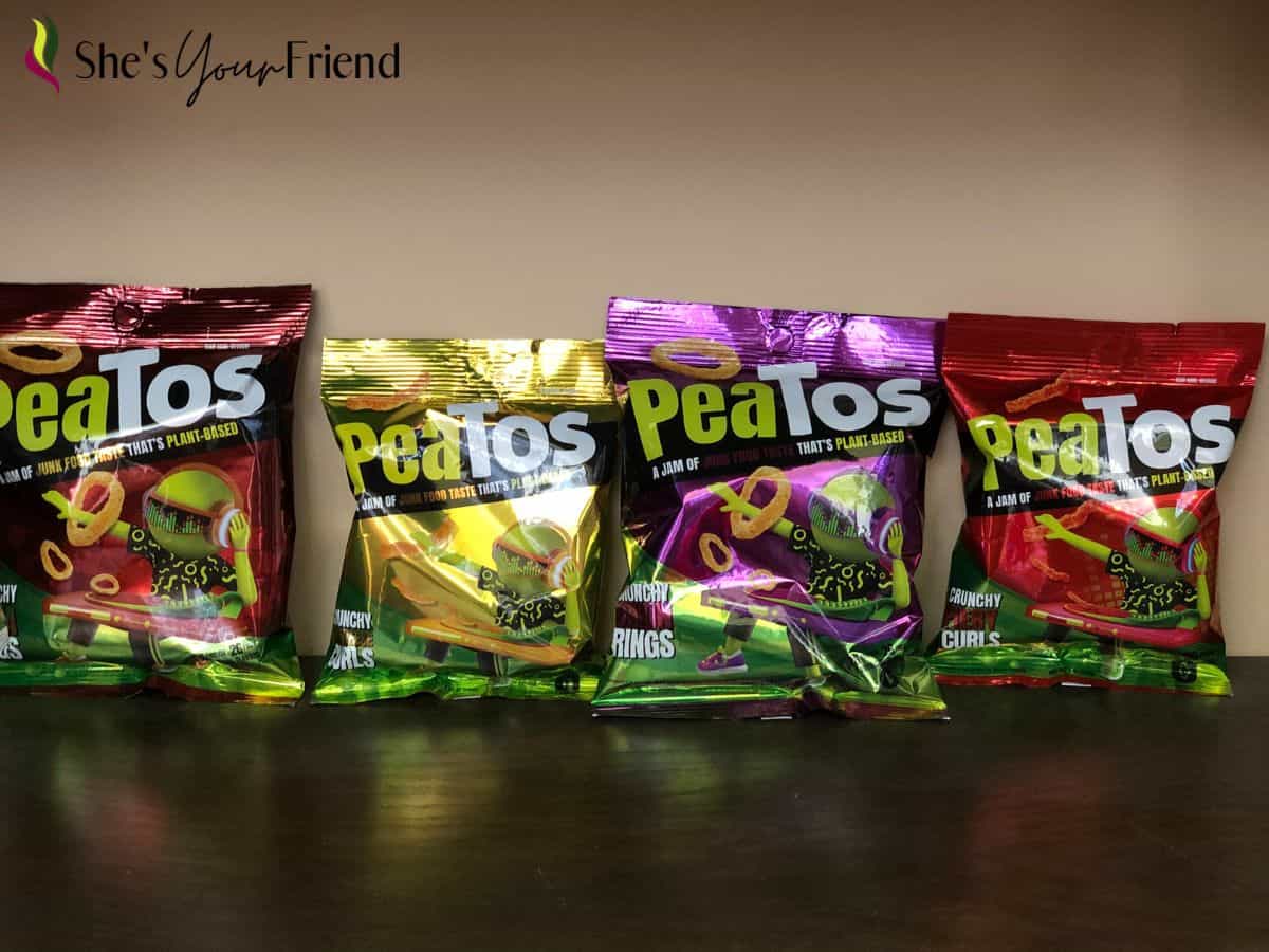 four bags of Peatos chips