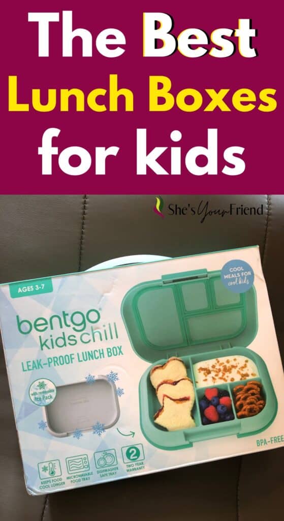 a package of a bento kids chill lunch box and text overlay that reads the best lunch boxes for kids