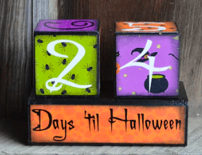 Halloween countdown blocks that say 24 days til Halloween