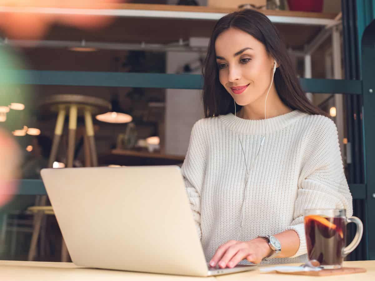 a woman working on her laptop