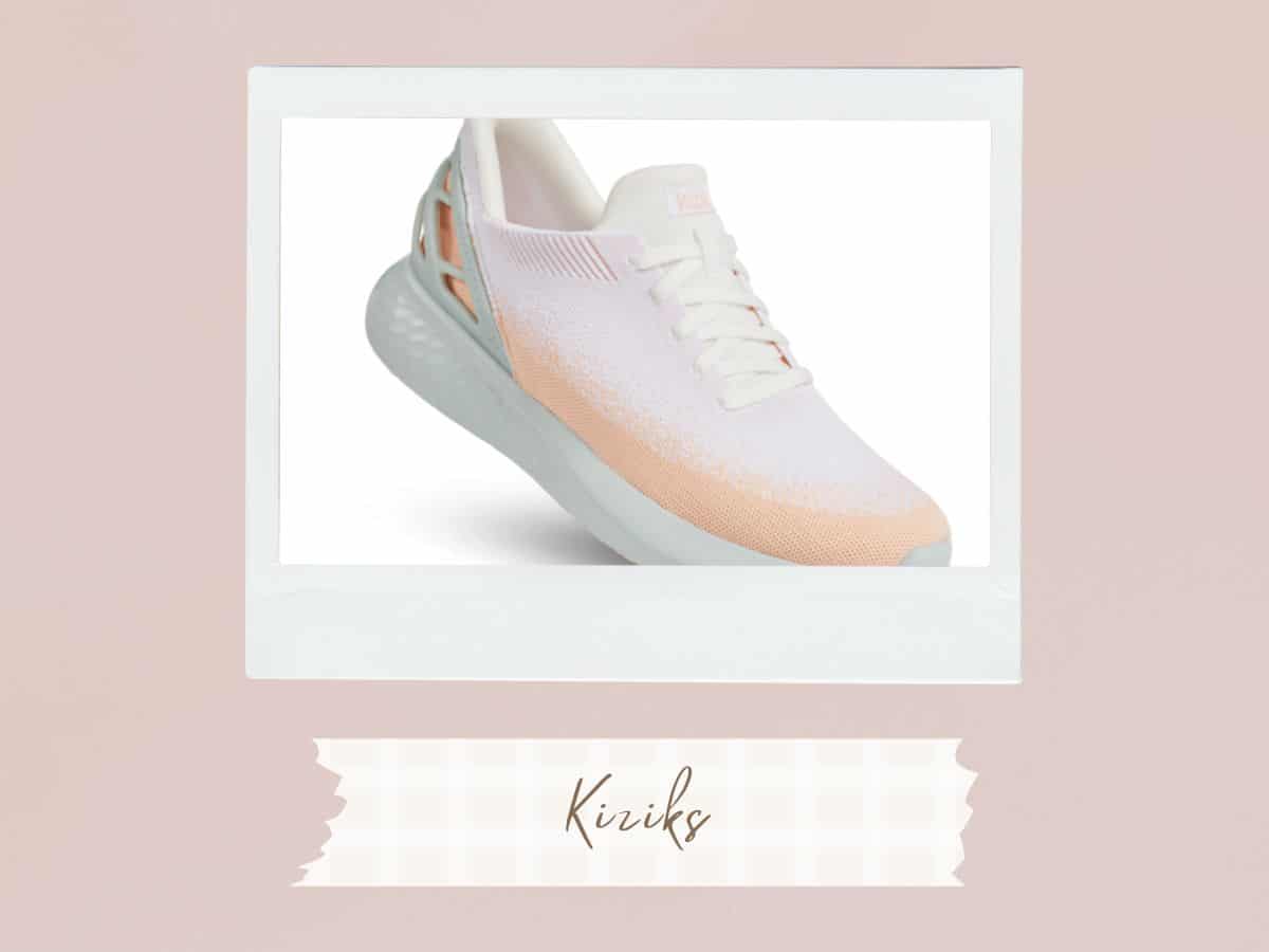 a sneaker with text overlay that reads Kiziks