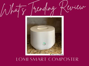 a lomi composter with text overlay that reads what's trending review lomi smart composter
