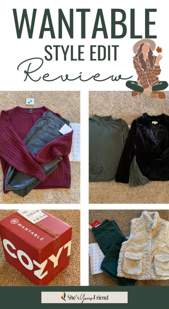 collage showing different outfits from a wantable subscription box and text overlay that reads wantable style edit review