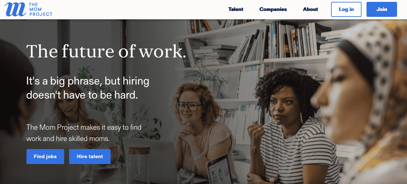 a screenshot of the mom project website