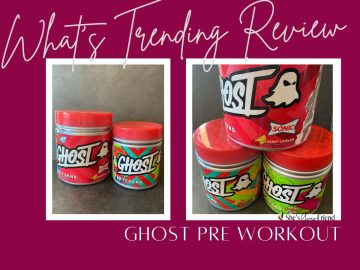 containers of Ghost pre workout with text overlay that reads what's trending review ghost pre workout