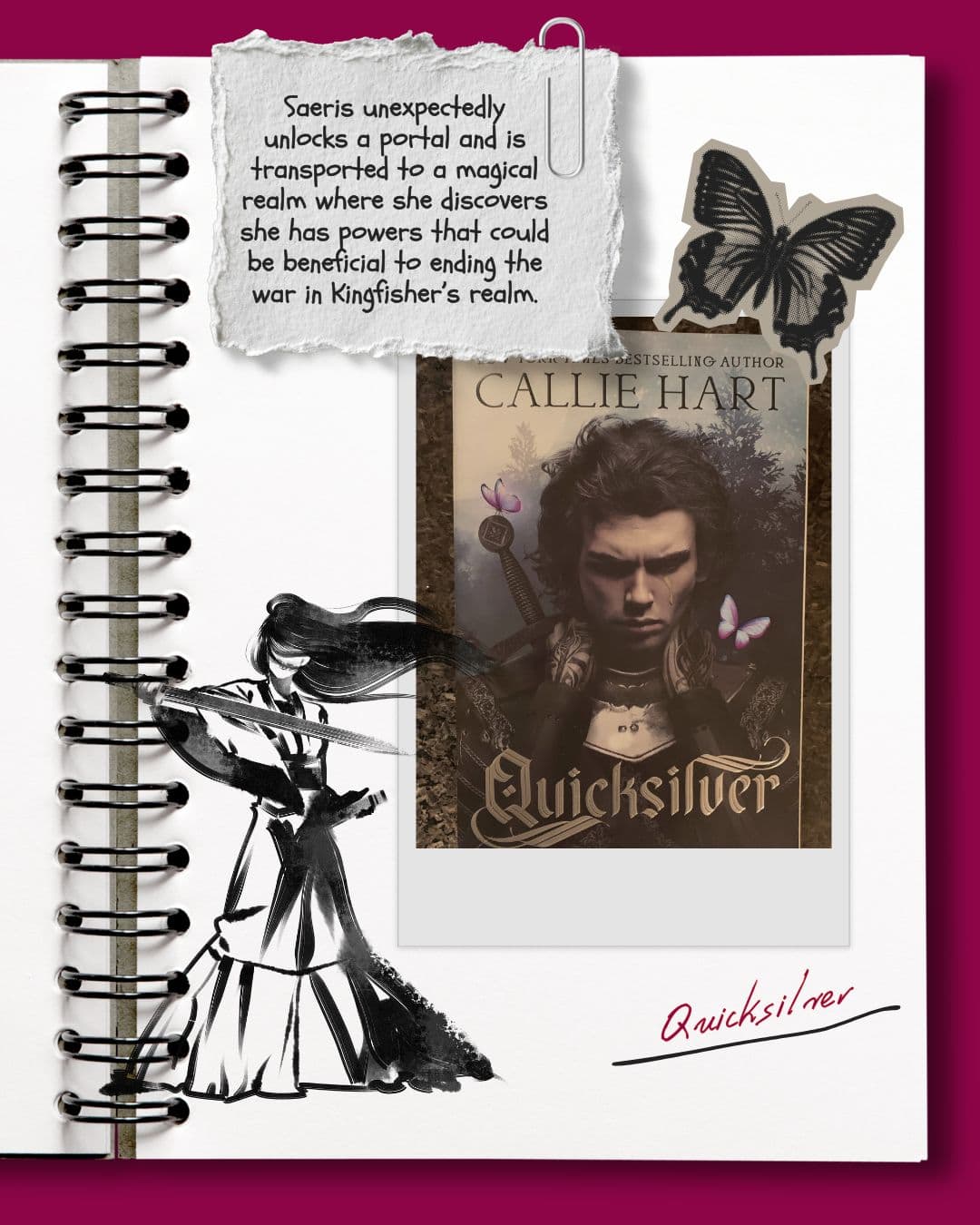 collage of the Quicksilver book by Callie Hart along with a brief synopsis